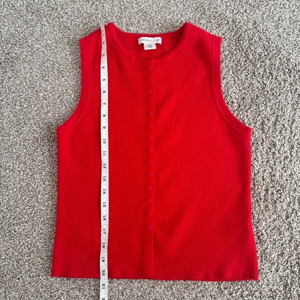 Sincerely Jules Red Ribbed Button Front Tank Top - Picture 7 of 7